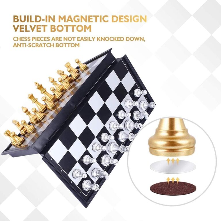 Big Size 12.5\" Square Magnetic chess Board & Foldind large UB Golden & Silver color.  Exquisite and Durable Easy to carry Magnetic Easy to folding 12.5" Square